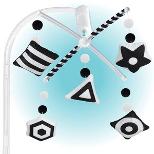 High-Contrast Geometric Montessori Rotating Mobile with Lullabies (Arm Included)